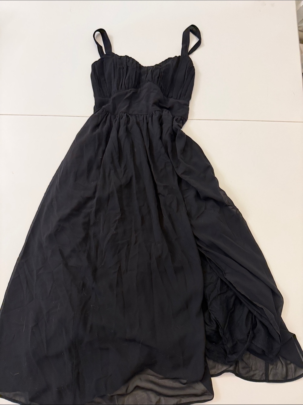 Abercrombie Black Spaghetti Strap Chiffon Midi Dress